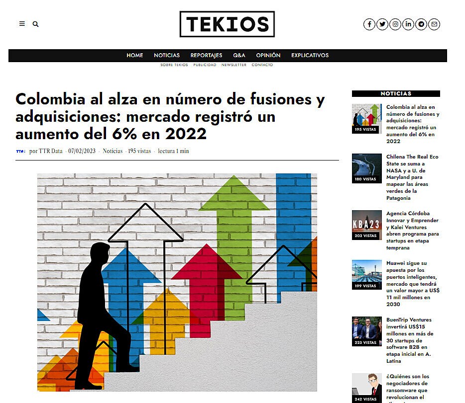 Colombia al alza en número de fusiones y adquisiciones: mercado registró un aumento del 6% en 2022